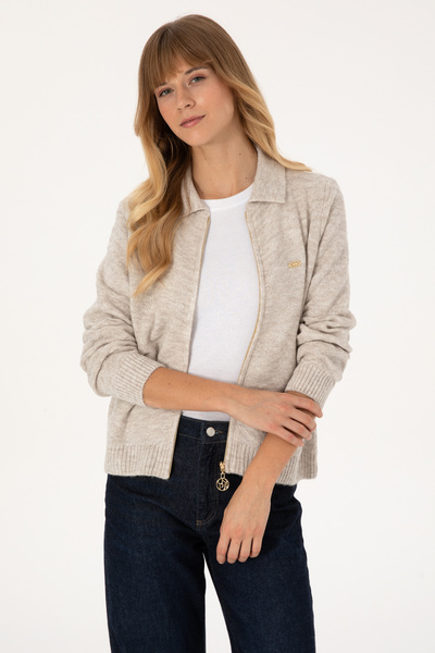 U.S. Polo Assn. Women's Stone Knitwear Cardigan 50309631-Vr049