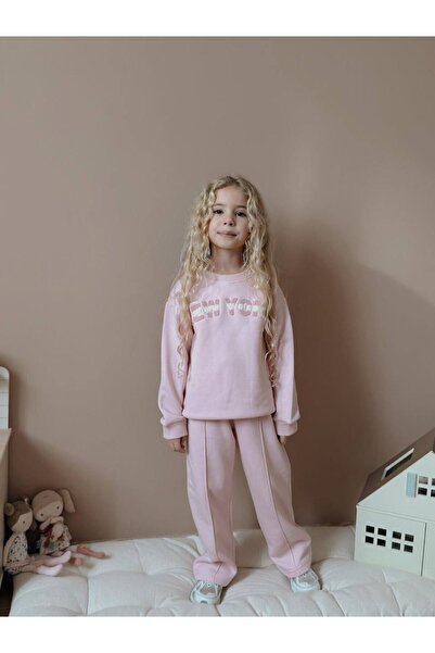 YİGİT BUTİK طقم ملابس علوية وسفلية للفتيات مطرزة من نيويورك بانش