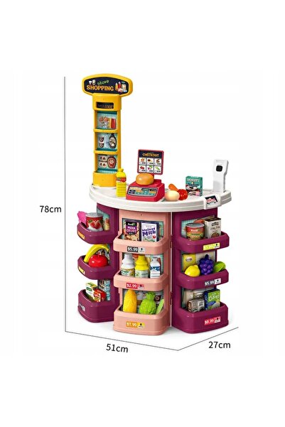 Matadi Purple supermarket play set with shopping cart and 44 accessories, scanner with light and sounds