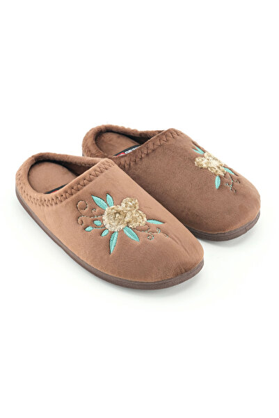 GEZER Women's Winter Pu Comfortable Sole Embroidered Design Home Garden Slippers