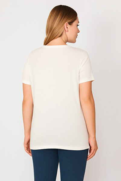 Şans Women's Plus Size Bone, Lacquer Printed Blouse 65N39267