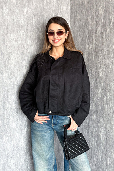 ModaPlaza Women's Suede Bomber Jacket 0730