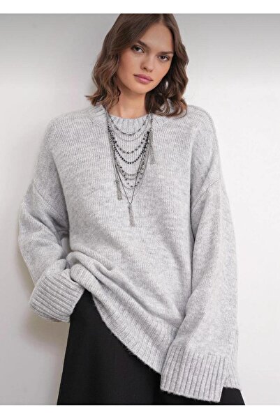 hedef giyim Oversized Crew Neck Plain Knit Sweater