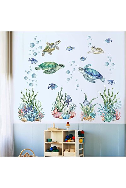 Amimagen Sea Turtle Wall Decals for Kids — Peel & Stick Ocean Wall Stickers f...
