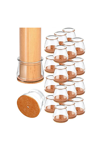 mucit home 24 Adet Yuvarlak Sandalye Pabucu (T:3,6cm U:3,6cm) Şeffaf Silikon ...