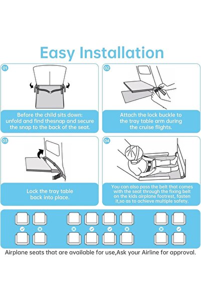 Generic Toddler Airplane Bed, Expanded Travel Seat with Storage Pocket and Footrest, Portable, Black