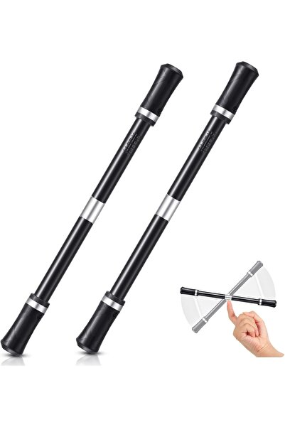 Outus لعبة قلم سبينر مع برنامج تعليمي - قلم دوار بالإصبع (قطعتان)، فضي وأسود