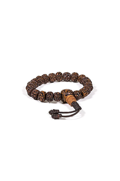 Bracelet Mala/brățară reglabilă, Rudraksha ,lustruită ,21 mărgele -- 0.8 cm