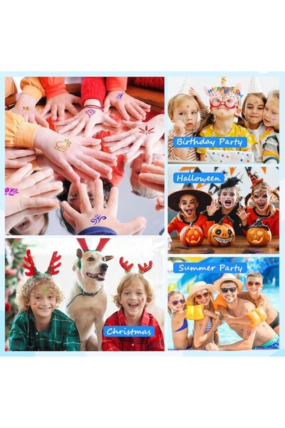 OEM Temporary glitter tattoo set for kids 42 colors, 6 glitter powders (204 designs)