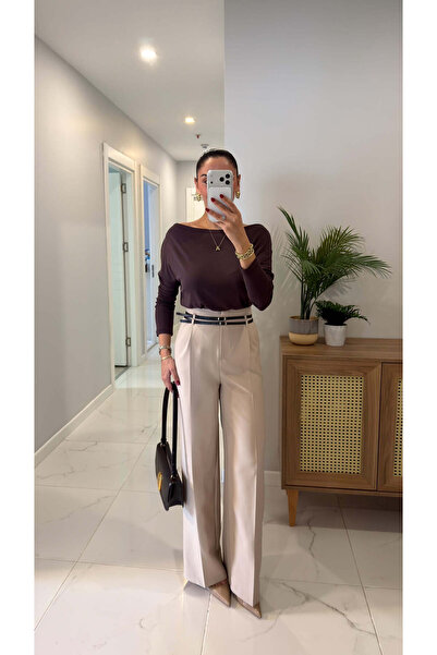 BİRCANÇİL Uwera Stone Double Arched Palazzo Pants