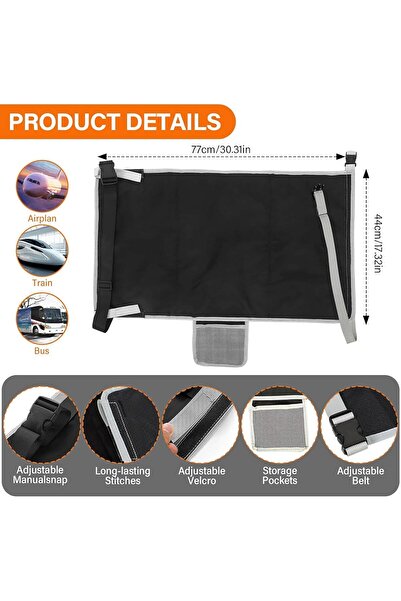 Generic Toddler Airplane Bed, Expanded Travel Seat with Storage Pocket and Footrest, Portable, Black