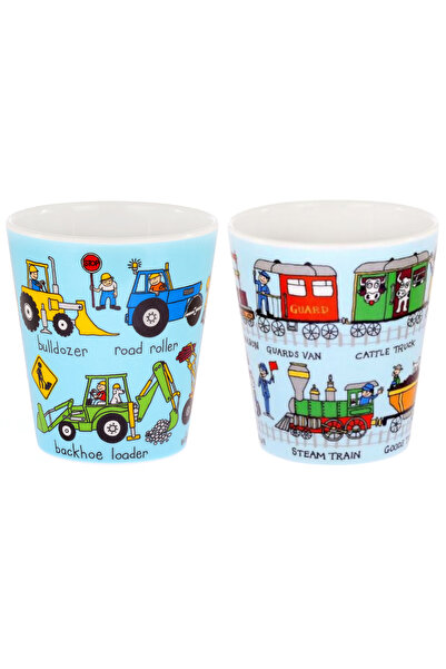 Tyrrell Katz 2-Piece Melamine Drinking Cup (Wheels & Train)