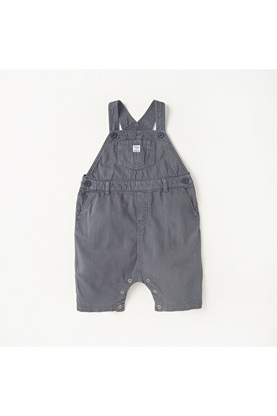 Lee Cooper Solid Denim Dungaree with Pockets and Snap Button Closure