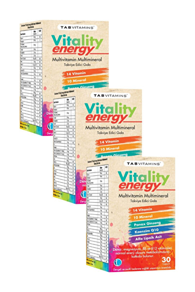Tabvitamins Vitality Energy 30 Tablet x 3 Adet