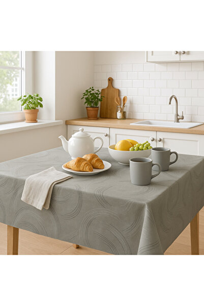 Brava Casa Tablecloth Soft Grey Swirl 140×600 cm, BravaCasa