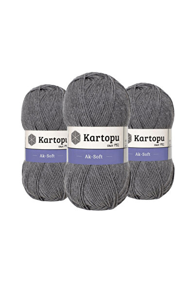 Kartopu Ak-Soft Hand Knitting Yarn 100 Gr. 3 Pieces