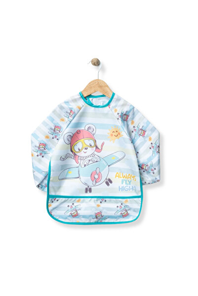 Pico Baby مريلة طعام وأنشطة للأطفال بأكمام طويلة مقاومة للماء بنمط طائرة