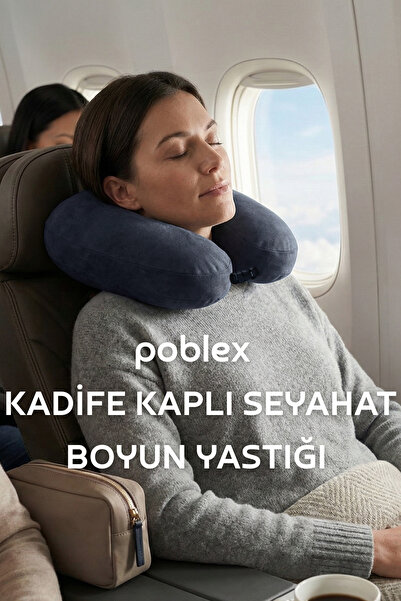 Poblex KADİFE KUMAŞ KAPLI BOYUN YASTIĞI FERMUARLI