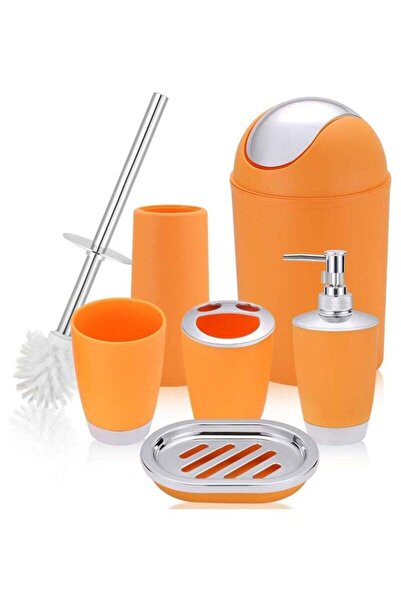 Arabest 6 Pieces Bathroom Set : Soap Dispenser,Toothbrush Holder,Cup,Soap Dish,Toilet Brush & Trash Can