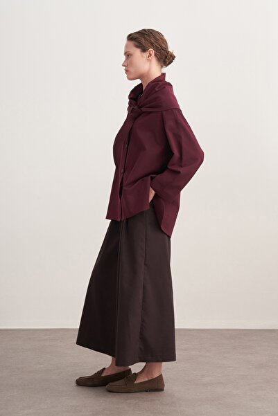 EBU Prive Women's Gabardine Jacket Shirt Plum