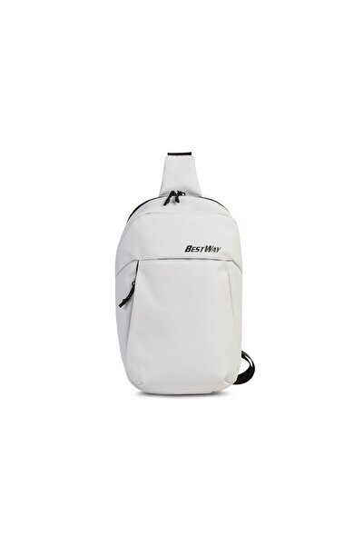 BESTWAY Sling shoulder bag, 29x17x10 cm, 900D polyester, adjustable strap, light gray