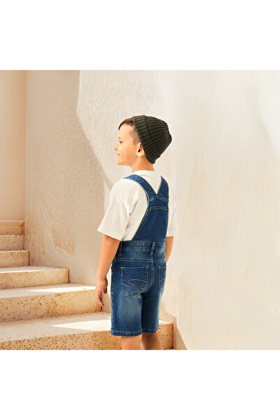 Lee Cooper Solid Denim Dungaree with Pockets and Adjustable Straps