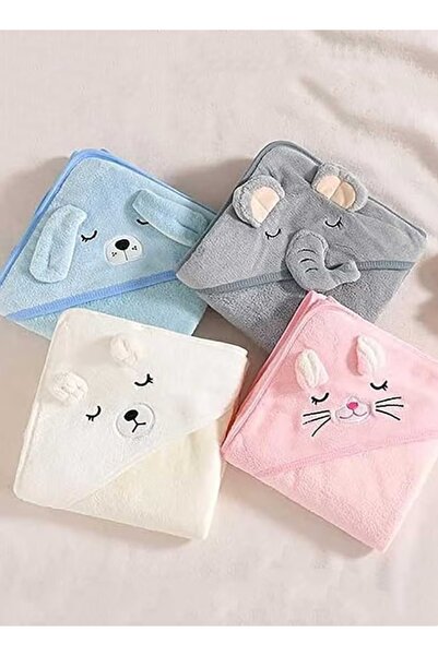 Generic Baby Hooded Towel 80×80 cm Large Size Baby Bath Towel Soft Absorbent and Non-Balling