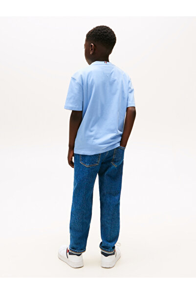 Tommy Hilfiger Boys Blue Tonal Flag Embroidery T-Shirt