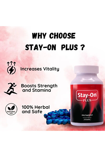 Stay-On Plus Natural Vitality and Stamina Daily Supplement, 30 Herbal Capsules for Men & Women