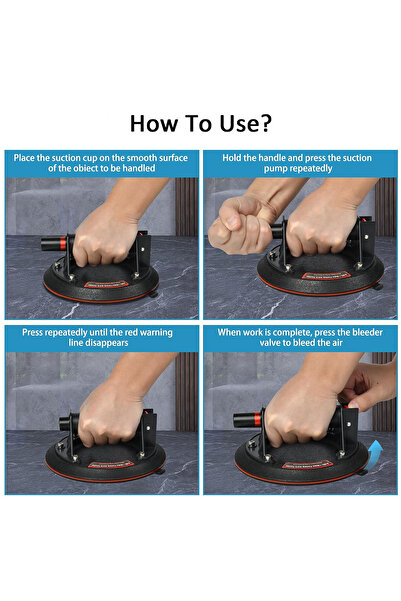 Generic 7.8-inch 200mm Heavy Duty Vacuum Suction Cup Lifter for Safe Handling of Smooth Non-Porous Surfaces