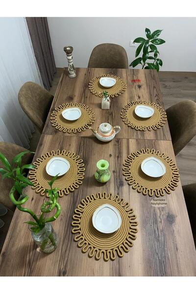 Namteks Jute,american service, runner, tablecloth, 6 flat-supla