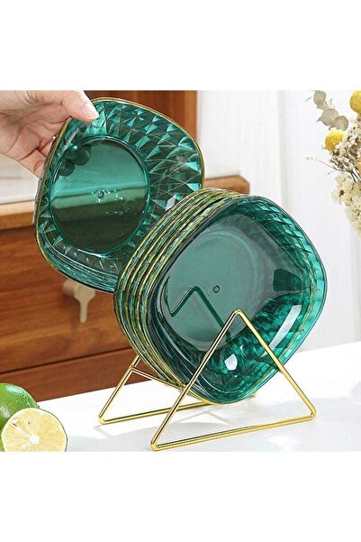 Arabest 6PCS household food grade plastic plate table transparent plate, Green