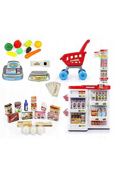 Matadi Supermarket with cash register and shopping cart Home supermarket with 24 accessories