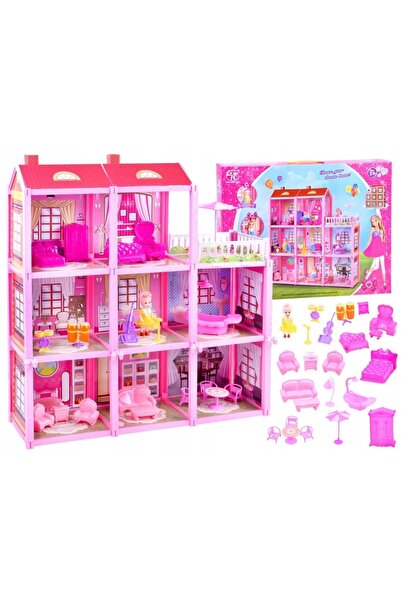 Matadi Casuta pentru papusi Fashion Villa Pink cu 3 etaje,8 camere si terasa,...