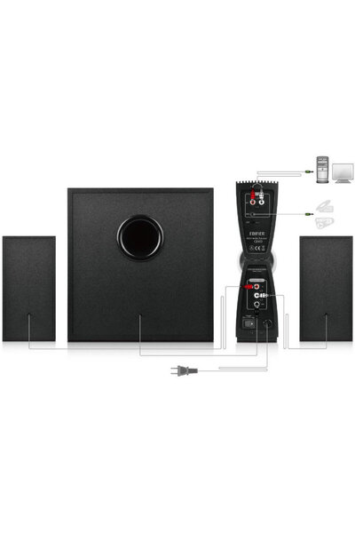 Edifier PC speakers 2.1 channels 53W (9Wx2 + 35W), external amplifier, digital optical