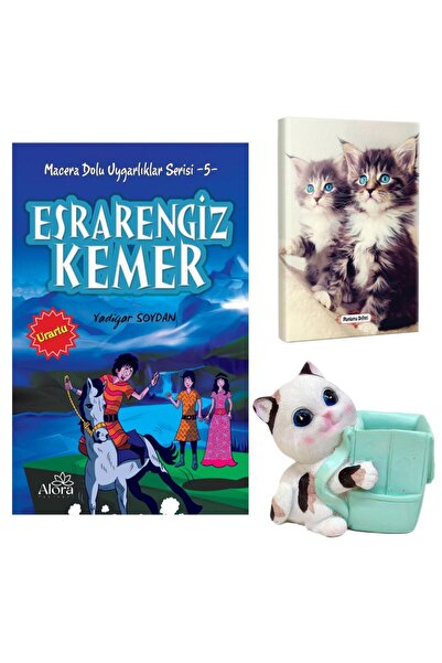 Halk Kitabevi Mysterious belt - blue cats planner notebook and cute cat pen h...