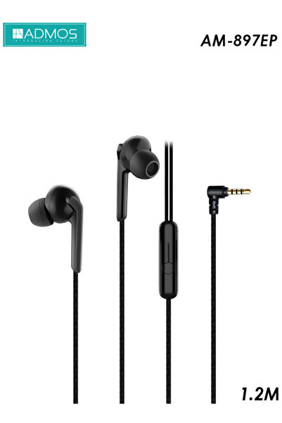 ADMOS سماعات أذن ستيريو سلكية AM-897EP مع جهير عميق وميكروفون وكابل خالٍ من التشابك لراحة طويلة الأمد