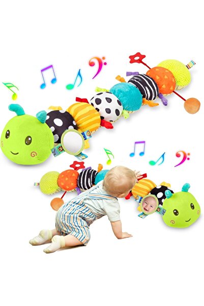 Generic لعبة كاتربيلر محشوة حسية للأطفال (0-18 شهرًا) مع خشخيشة وصوت صرير ومو...