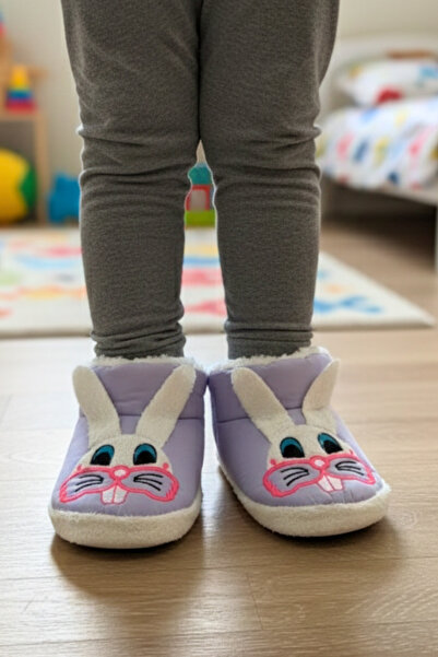 Ekonomik Ayakkabı Sevimli Hayvan Figürlü Bebek ve Çocuk Panduf – Kaydırmaz Tabanlı, Peluş Astar, Kışlık Ev Patik