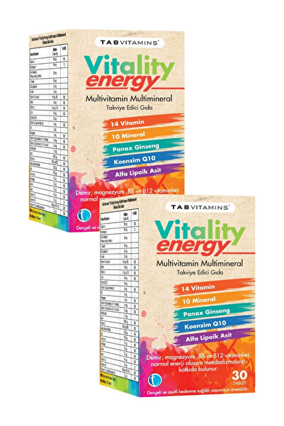Tabvitamins Vitality Energy 30 Tablet x 2 Adet