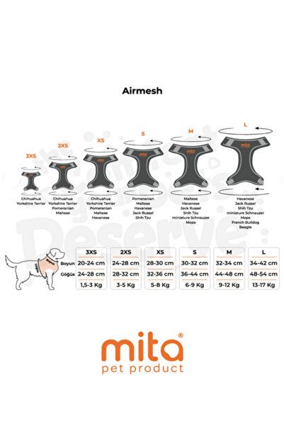 Mita Set of 12 Air Mesh 3XS Breast Collar Anthracite