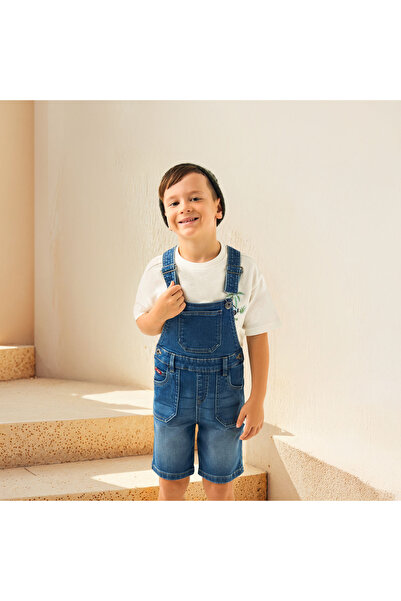 Lee Cooper Solid Denim Dungaree with Pockets and Adjustable Straps