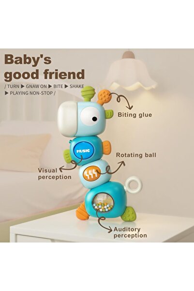 Generic Montessori Musical Teether & Sensory Rattle Toy - Blue (YLTTZH)