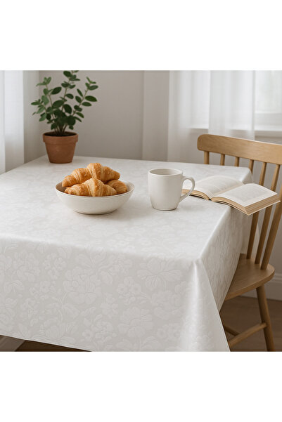 Brava Casa Tablecloth White Flower Emboss 140×600 cm, BravaCasa