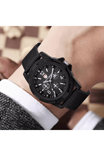 CRM Set ceas bărbătesc cu 4 brățări, Gemius ARMY, CRM, curea textilă, negru