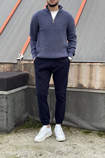 inpool Pantaloni pentru bărbați, cu talie și picioare elastice, de înaltă calitate, țesut din gabardină, din bumbac, pantaloni jogger 270-2