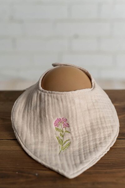 Olivo Mini Newborn Baby Embroidered Scarf/Bib 4 Layers of Muslin