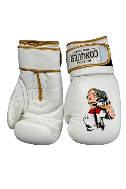 Conquer Custom Made Harley Quinn2 Leather Boxing Gloves