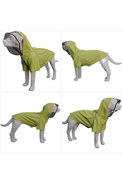 Lovelonglong Αδιάβροχο για σκύλους 2XL Lovelonglong, αδιάβροχο ABS, διαφανής κουκούλα, ανακλαστικές ρίγες, χακί