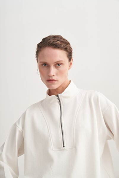 EBU Prive Жіночий інтерлок з високим коміром, світло-бежевий